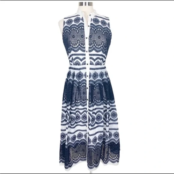 Katherine Kelly Navy lace and white dress size 4 - Picture 3 of 9